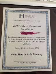 home health aide certificate online